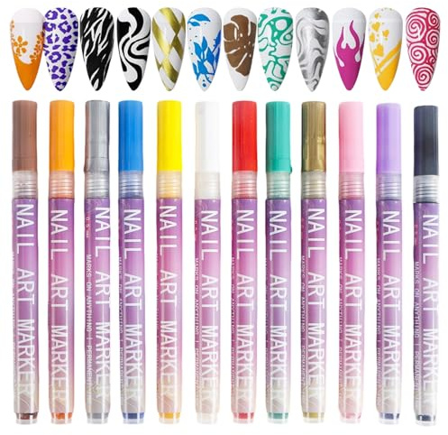 Bolígrafo de dibujo de uñas, juego de bolígrafos de arte Manicure Manicure | de punta fina puntea de uñas apuntes para mujeres para mujeres, niñas