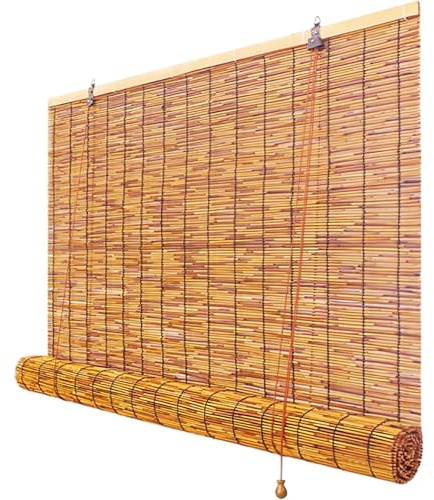 Naturale Tenda a Rullo in Bambù per Esterno 60x80cm Tapparella Bamboo Avvolgibile Ventilazione Tende Veneziane Legno Anti-UV Protezione Solare Privacy Per Giardino Gazebo Personalizzate