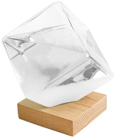 Barometro Storm Glass a Cubo con in Legno, Previsionista Meteo