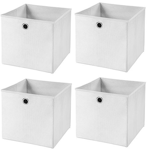 Stick&Shine 4x Aufbewahrungs Korb Weiß Faltbox 33 x 33 x 33 cm Regalkorb faltbar