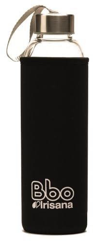 Irisana - Botella de Agua - 550 ml - 7 x 7 x 25 cm - Garrafa Deportiva para el Gimnasio - Con Borosilicato y Funda de Neopreno - Colección Bbo