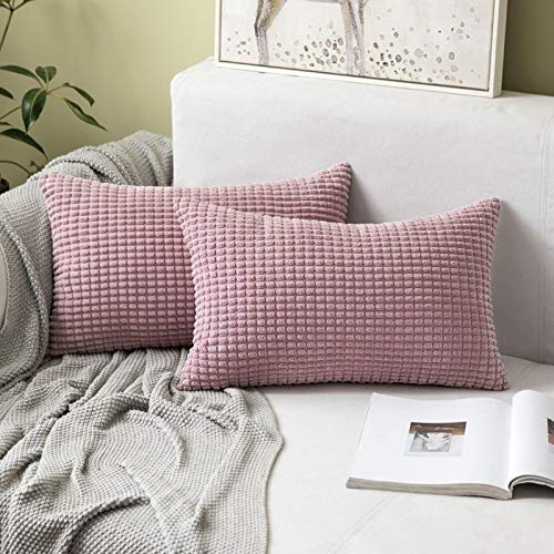 MIULEE Kissenbezug 30x50 Rosa Lila Sofakissen Kordsamt Kissenbezüge Rechteckig Cord Dekokissen Kissenhülle Dekorativ Couchkissen Bezug Weich für Wohnzimmer Schlafzimmer 12x20 Inch 2er Set