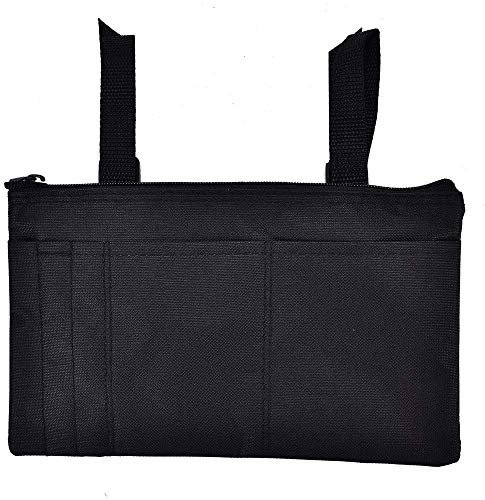 Sac d'accoudoir, sac de rangement de sac de rangement d'achats de voyage de scooter de fauteuil roulant imperméable de polyester durable (Couleur : Black)