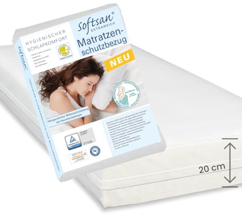 Softsan Extraweich Allergiker Matratzenbezug milbendicht 120x200 cm, Höhe 20 cm, Encasing zum Milbenschutz für Hausstauballergiker milbenkotdicht