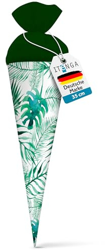 itenga Geschwisterschultüte 35cm Tiere Pflanzen Muster Geschenkverpackung Schultüte Zuckertüte Filzverschluss Kinder Erwachsene (Palmenblätter)