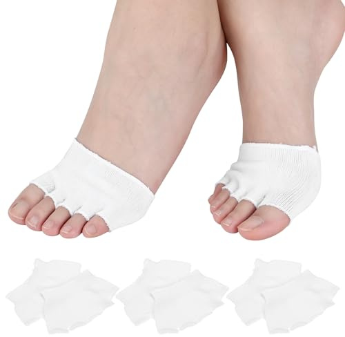 EXCEART 4 Paare Zehlinge Füßlinge Socken öffnen fünf halbe Zehensocken Unsichtbare Sportsocken Yoga Socken Vorfußsocken Frauen Rutschfeste Pilates Balletttanz Zehenschutz - Weiß