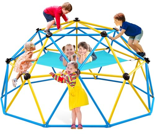 Zupapa Climbing Dome with Hammock, Supports up to 1200lbs Jungle Gym,10FT Dome Climber with Hammock for Kids 3 to 10 Outdoor Play Equipment