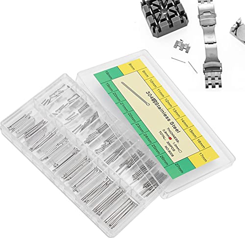 Uhr Federstifte, 300 Stück Uhrenarmband-Verbindungsstifte, Reparatur Des Edelstahl-Armbandes, 0,9 Mm Geteilte Stifte Des Uhrenarmbandes 304 Edelstahl-Uhrenteile-Sortiment 8-27 Mm