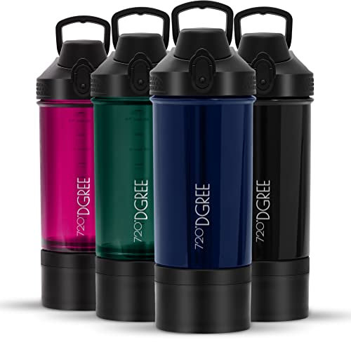 720°DGREE Fitness Shaker uberShaker - 550ml - Premium Mezclador Proteínas con compartimento para polvo - Sin-Fugas, Sin-BPA - Vaso agitador para batidos proteínas cremosos, gimnasio, entrenamiento
