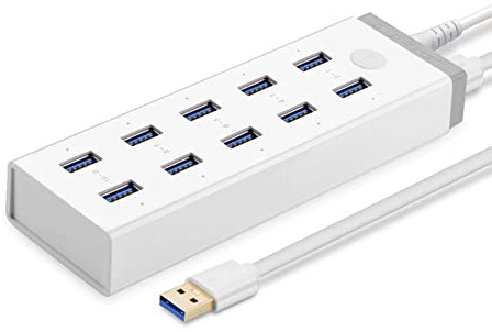 Beyori Porous USB 3.0 Hub,USB Splitter,10 Port USB HUB Splitter 12V / 4A Powered for Laptop, USB Flash Drives, Mobile HDD and More