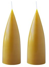 Kunstindustrien® Stumpenkerzen, Hergestellt in Dänemark, 43 Farben verfügbar, Kegel Kerze, Durchgefärbte Stumpenkerze lange Brenndauer von 15 Stunden, Kerzen Deko, 2 Stück, 6,5 x 16cm (Honig)