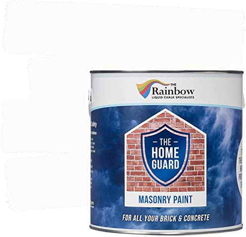 Rainbow Chalk Markers Masonry Paint - 2.5L Brilliant White | Outdoor Weather Protection Non-Toxic & Water-Based Exterior Masonry Paint | Anti-Cracking & Flaking, Smooth Brickwork | Opaque Matte Finish
