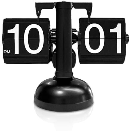 Flip Desk Clock, Retro Flip down Clock Digital Flip down Vintage Design Table Clock Mute for Living Room Study(Black)