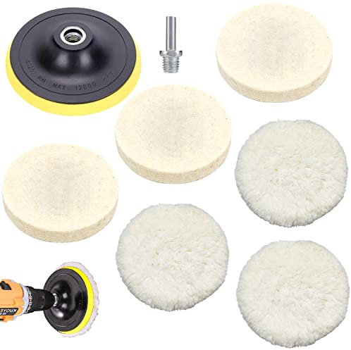 8 Stücke Polieraufsatz Akkuschrauber Set, 125mm Polierscheibe Bohrmaschine Polierpad, Auto Polierscheiben, für M10 Bohrer Adapter, Klett Pad Polierscheibe