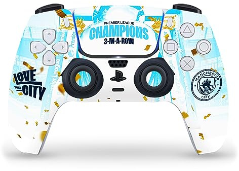 Head Case Designs Offizielle Manchester City Man City FC Team Plakat Meister 2023 Vinyl Frontplatte Haut Gaming Aufkleber Abziehbild kompatibel mit Sony PlayStation 5 PS5 DualSense Controller