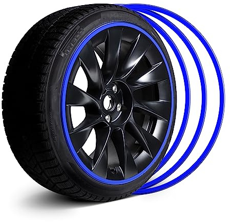 EVOOOR Automotive Alloy Wheel Rim Protector - Covering The Entire Rim of The Wheel hub - Strips for Curb Rash Prevention - Set of 4 Rim Protector Easy to Install(20'',Blue)