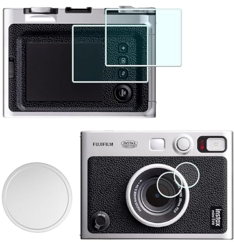 HUIPUXIANG Linsskydd + skärmskydd för Fujifilm Instax Mini Evo kamera (för tillbehör), LCD + objektiv PET Flim aluminium Mini Fuji Evo objektivlock med flockning inuti