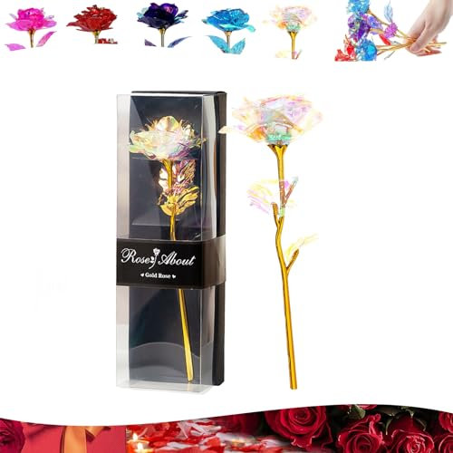 Forever Rose 24K Colorful Galaxy Rose - Valentines Day Gifts for Her, Infinity Artificial Flowers, Eternal Present for Women, Mom, Girlfriend, Wife, Daughter - Mothers Day, Birthday, Christmas