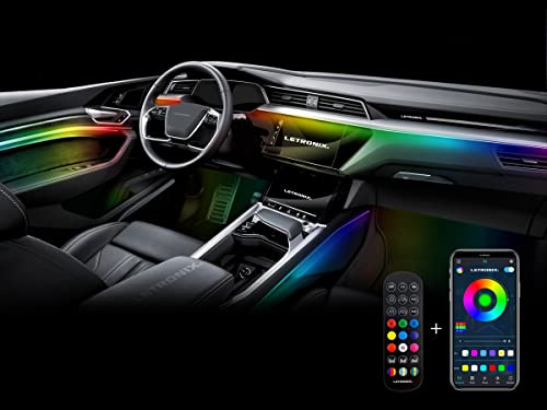 LETRONIX *Black-Edition* RGBIC Full LED Ambientebeleuchtung Auto Rainbow RGB (Für Armaturenbrett) mit APP Steuerung und Fernbedienung