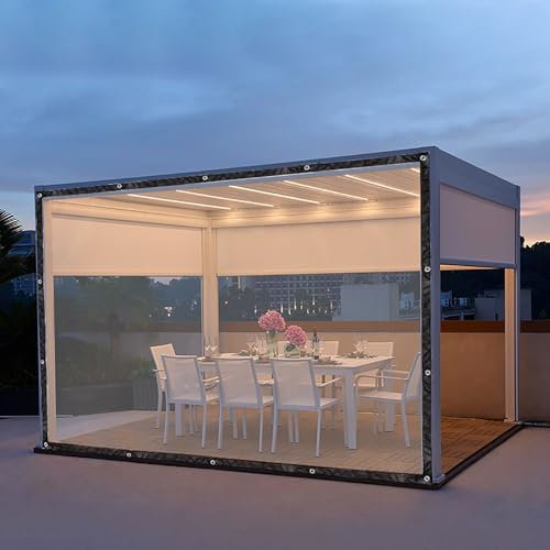 Outdoor vorhang wetterfest, Seitenteile Aus Wetterfester PVC Plane, Außen Durchsichtige Plane Vorhange, Pavillon Outdoor-Plane mit Metallösen, für Den Außenbereich, Pergola, Pavillon, Veranda ( Size :