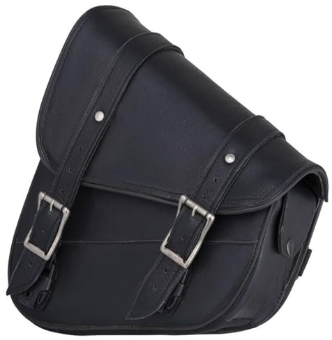 Dream Apparel Motorcycle Swingarm Bag with Black Leather, Swing Arm Bag Motorcycle Saddlebag Left Side Tool Bag Fit for Softail/Triangulated Swingarm Models Dyna Low Rider Fat Bob