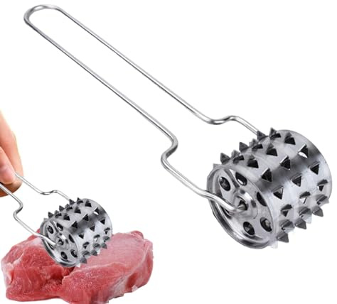 Fleischweichmacher aus Edelstahl, Fleischweichmacher Roller – Küchenfleischklopfer – Fleischhammer, Fleischrollhammer, Edelstahl-Küchenklopfer Werkzeug für Schweinefleisch, Steak, Rindfleisch
