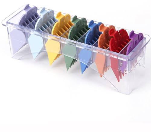 COMETX Führungskamm-Set mit Display-Rack, 8-teiliges Haarschneidekamm-Set, kompatibel mit Wahl Haarschneidemaschinen, Begrenzungskämmen mit Aufbewahrungsregal, Haarschneidemaschinen, Aufsätze,