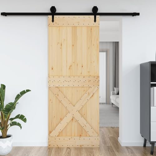 Tidyard Porte Narvik 90x210 cm Bois Massif de Pin, Porte Intérieur pour Chambre, Cuisine, Grange, Garage Style B