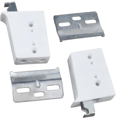 AERZETIX - C74772 - Lot de 6 Ferrures boîtiers de suspension pour meuble haut de cuisine et salle de bain - fixation murale à visser - en acier et en plastique - couleur blanc