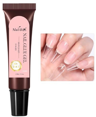 NAILGIL Solid Nail Glue Gel for False Nail Tips, Press on Nail Glue Hard Acrylic Nail Glue Gel for Salon Manicure Glue Adhesive DIY at Home, Need UV Led Cured