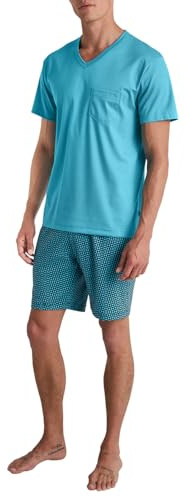 Calida Relax Streamline kort pyjamas herr, tillverkad av 100% bomull, Ljusblå, 46-48