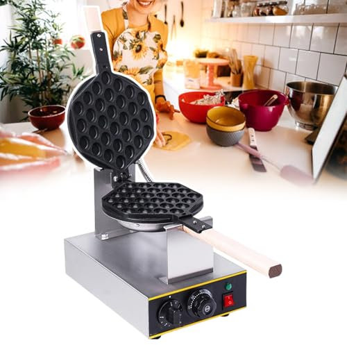 pedenencelia Commercial Bubble Waffle Maker,Egg Bubble Puff Iron-180° Rotatable With Independent Temperature Control Knob And Timer Knob,50-250℃ Adjustable,3 Minutes Out Of The Oven,1400w