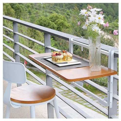 Klappbarer Balkonhängetisch für Geländer, höhenverstellbar, 80 x 35 cm, Weiß
