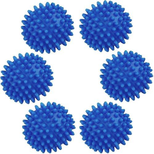 GJFWQC 6 Dryer Balls, Drum Dryer Drum can be reused, Energy-Saving and Non Melting Fabric Softener Substitute (Blue)