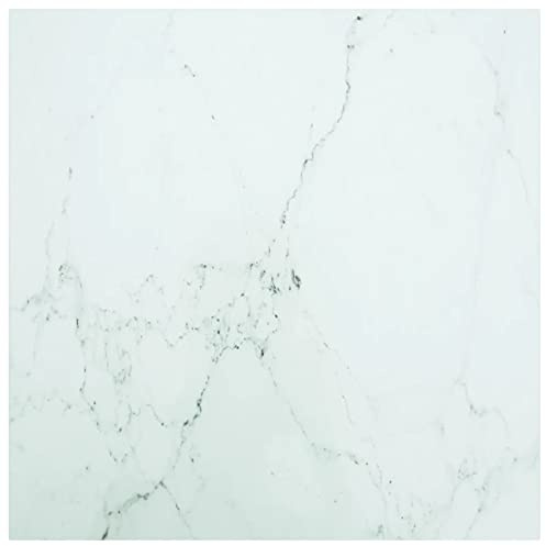 Xichuzi Tablero de Mesa, Tableros para Escritorios, Tableros para Mesas De Comedor, Encimera Cocina, Vidrio Templado diseño mármol Blanco 70x70 cm