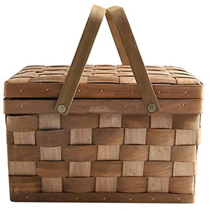 ANDRESLAD cestino della spesa in legno cestini per il pane cestino da picnic cestino per cestino cesti Cesto per confezione cestino portatile di legno Coffee