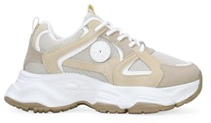 BOSANOVA Zapatillas Deportivas para Mujer con Tejido de Malla Gruesa, Pieza Redonda con Logo y Suela abultada de Plataforma de 4.5 cm. Cierre Mediante Cordones Redondos. Calzado para Mujer