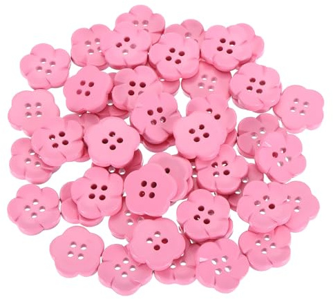 QUARKZMAN 50 Stück 18 mm Blumen Harz Knöpfe zum Annähen, 4 Loch Nähknöpfe Dekorative Knopf im niedlichen für Handwerk Bastelarbeiten Cardigans Kleidung Hemden DIY (Rosa)
