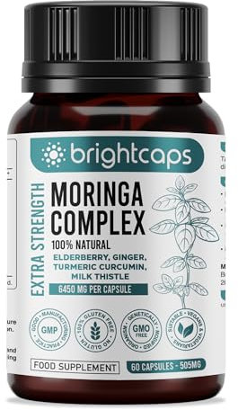 Moringa Complex - 3000mg Moringa Powder with Turmeric, Elderberry, Cranberry | Proprietary Blend with Vitamins, Antioxidants & Amino Acid - Immune Health Support | Non-GMO, Gluten Free, 60 Vegan Caps
