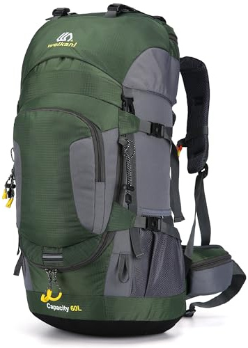 Mxaeyar 60L Wanderrucksack mit Regenschutz, wasserdicht, leicht, Outdoor-Reiserucksack, großer Rucksack für Männer und Frauen, hohe Kapazität, Tagesrucksack für Wandern, Trekking, Camping, Sport