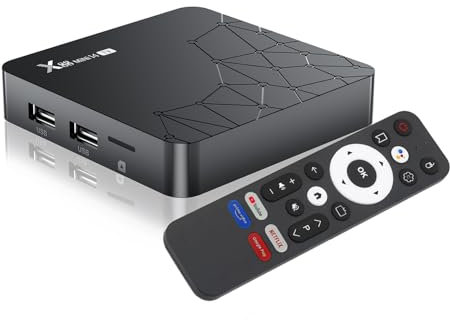 GREVA Android 14.0 TV Box, UHD 8K Android Box 2 GB RAM 16 GB ROM RK3518mini Quad-Core 64 bit Cortex-A53, 2,4 GHz/ 5,0 GHz Dual Wi-Fi6 10/100 M Ethernet LAN Bluetooth 5.0 HDMI 2.1 HDR10 Smart TV Box 3D