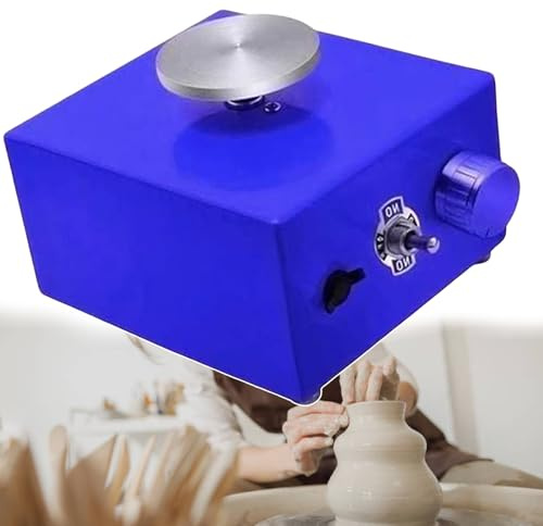 YKMYXZ, Tornio Elettrico for Ceramica Fai da Te, Strumento for Argilla con Piatti girevoli, Macchina for la formatura della Ceramica con 8 Utensili for Modellare l'argilla(Blue)