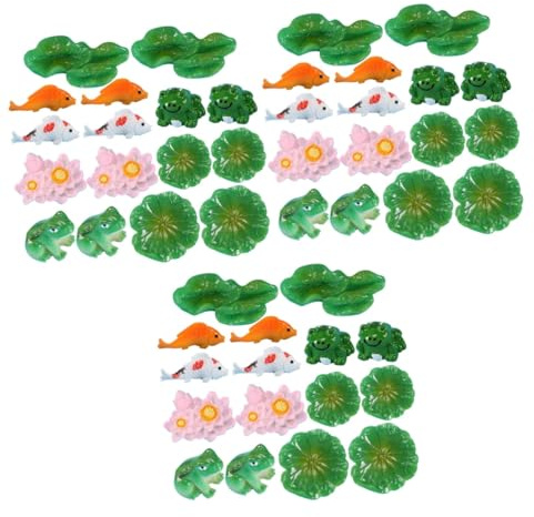 Abaodam Lot De 3 Mini-Grenouilles Décoratives Figurines Miniatures Décorations D'Aquarium Bonsaïs Petites Grenouilles Nénuphars Et Grenouilles Miniatures Nénuphars en Résine