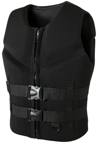 YAMNYSS Chaleco De Natación Profesional, Cinturón Ajustable para Adultos, Neopreno, Ayuda A La Flotabilidad, Chaleco Salvavidas para Todos Los Deportes Acuáticos, Kayak, Surf,Negro,M