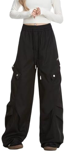 Skateboard Frog Pantaloni Cargo Baggy Y2K a Gamba Larga con Cintura Regolabile a Cordino, Piege e Multiple Tasche - Taglio Dritto Unisex per Uomo e Donna