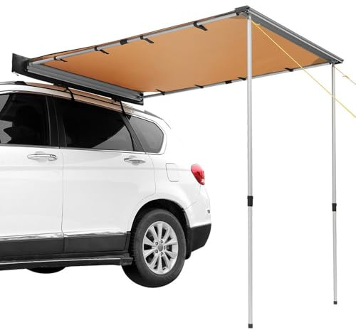 Campervan Awning, Caravan Awnings, Van Awning With Upgrade Aluminum Alloy Telescopic Rod, Car Awning Waterproof, Sunproof, Windproof And Durable(Khaki,2 * 2.5m)