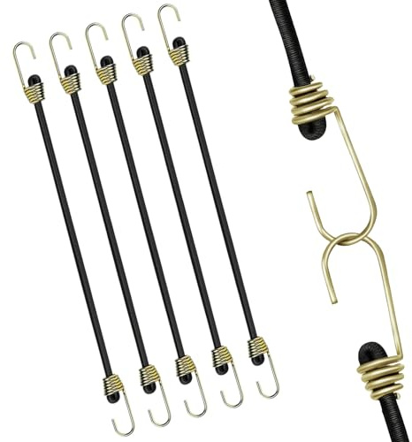 UZYXC 5 Stück Gepäckspanner: Spanngummi mit Karabiner und Spanngummi mit Haken 60cm für Camping, Wandern, Zelte, Planen, LKWs, Boote und Transport