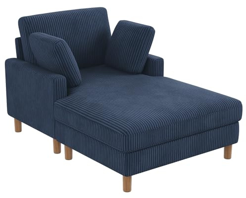Vesgantti Cord Schlafsofa, Sofa Bett mit 2 Kissen, Relaxsessel, Schlafsessel für Wohnzimmer, Schlafzimmer, Büro, Werkzeuglose Montage, 148 * 104 * 92cm (Blau)