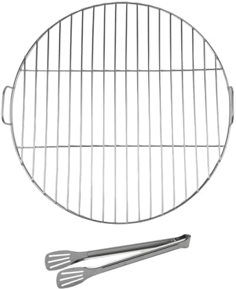 Grillrost aus Edelstahl, mit Griff, Durchmesser 45 cm/53 cm/55 cm, rund, Grillrost für Weber 7432 und 57 cm Grills (53 cm)