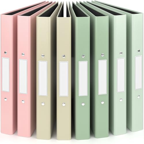 ACROPAQ – 8 x Ringordner A4 schmal, Ordner A4 in 4 Farben mit 2 Ringen – inkl. Rückenetiketten – Ordner schmal für bis zu 200 Blätter – Rückenbreite 4 cm – Büro, Schule, Uni – Farben Erde, Natur